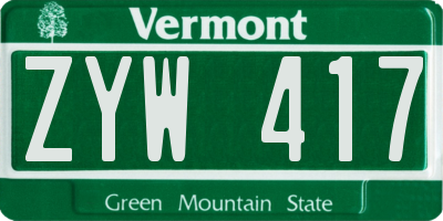 VT license plate ZYW417
