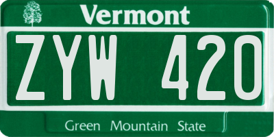 VT license plate ZYW420
