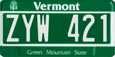 VT license plate ZYW421
