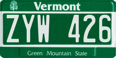 VT license plate ZYW426