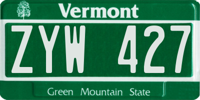 VT license plate ZYW427
