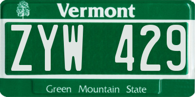 VT license plate ZYW429