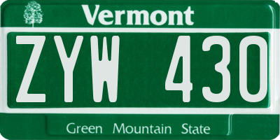 VT license plate ZYW430