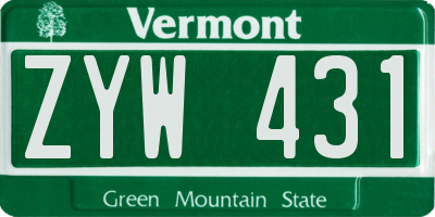 VT license plate ZYW431