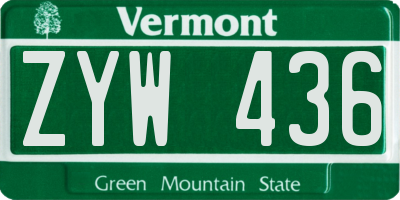 VT license plate ZYW436