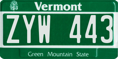 VT license plate ZYW443
