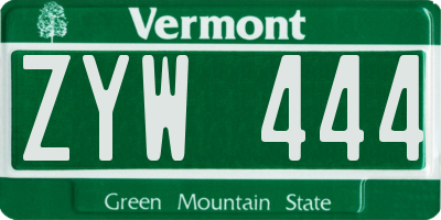VT license plate ZYW444