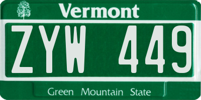 VT license plate ZYW449