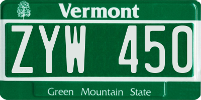VT license plate ZYW450