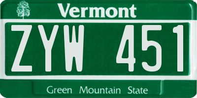 VT license plate ZYW451
