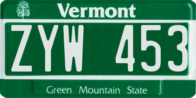 VT license plate ZYW453