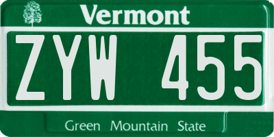 VT license plate ZYW455