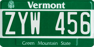 VT license plate ZYW456