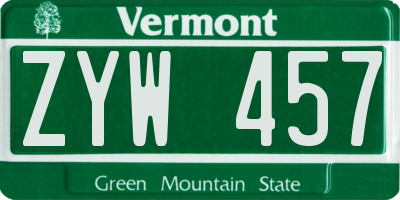 VT license plate ZYW457