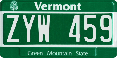 VT license plate ZYW459