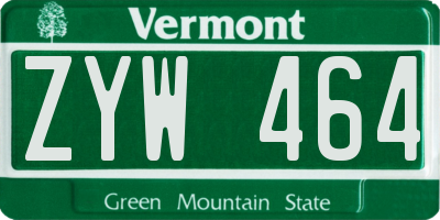 VT license plate ZYW464