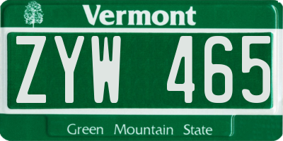 VT license plate ZYW465