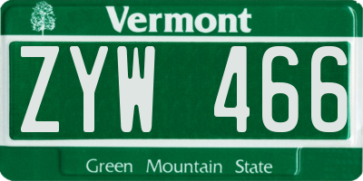 VT license plate ZYW466