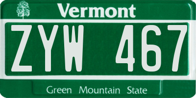 VT license plate ZYW467