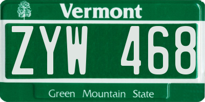 VT license plate ZYW468