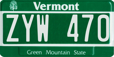 VT license plate ZYW470