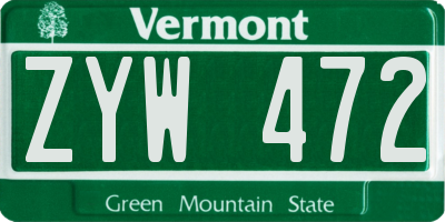 VT license plate ZYW472