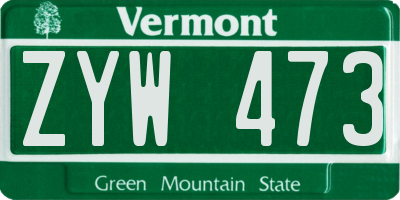 VT license plate ZYW473