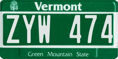 VT license plate ZYW474