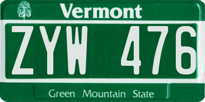 VT license plate ZYW476