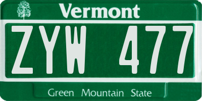 VT license plate ZYW477