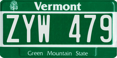 VT license plate ZYW479