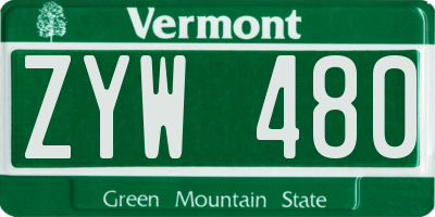 VT license plate ZYW480