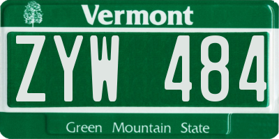VT license plate ZYW484