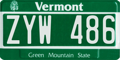 VT license plate ZYW486