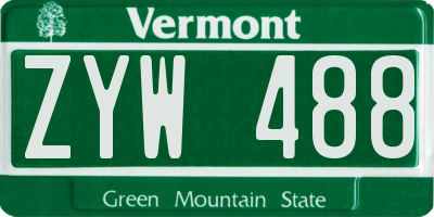 VT license plate ZYW488