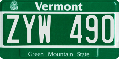 VT license plate ZYW490