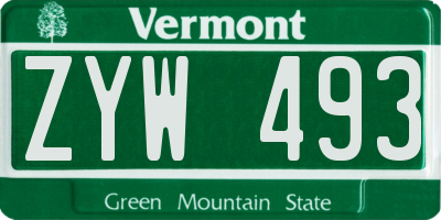 VT license plate ZYW493