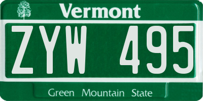 VT license plate ZYW495