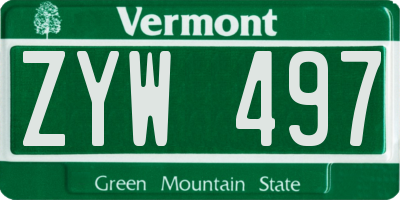 VT license plate ZYW497