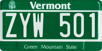 VT license plate ZYW501