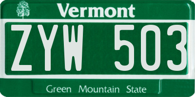 VT license plate ZYW503