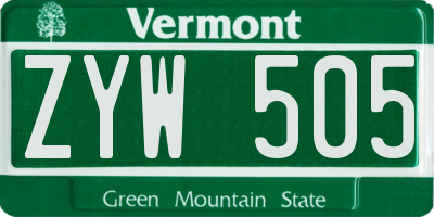 VT license plate ZYW505