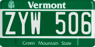 VT license plate ZYW506