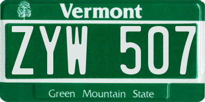 VT license plate ZYW507