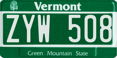 VT license plate ZYW508