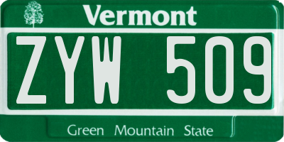 VT license plate ZYW509