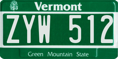 VT license plate ZYW512