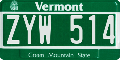 VT license plate ZYW514
