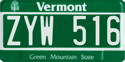 VT license plate ZYW516