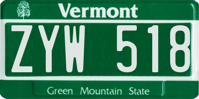 VT license plate ZYW518